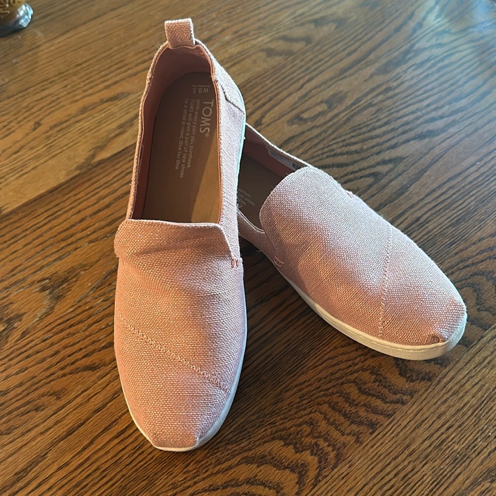 Toms Pink Shimmer Slip On Flat